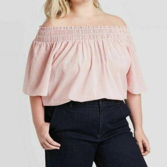 Striped Short Sleeve Smocked Yoke Top XS - Picture 3 of 8